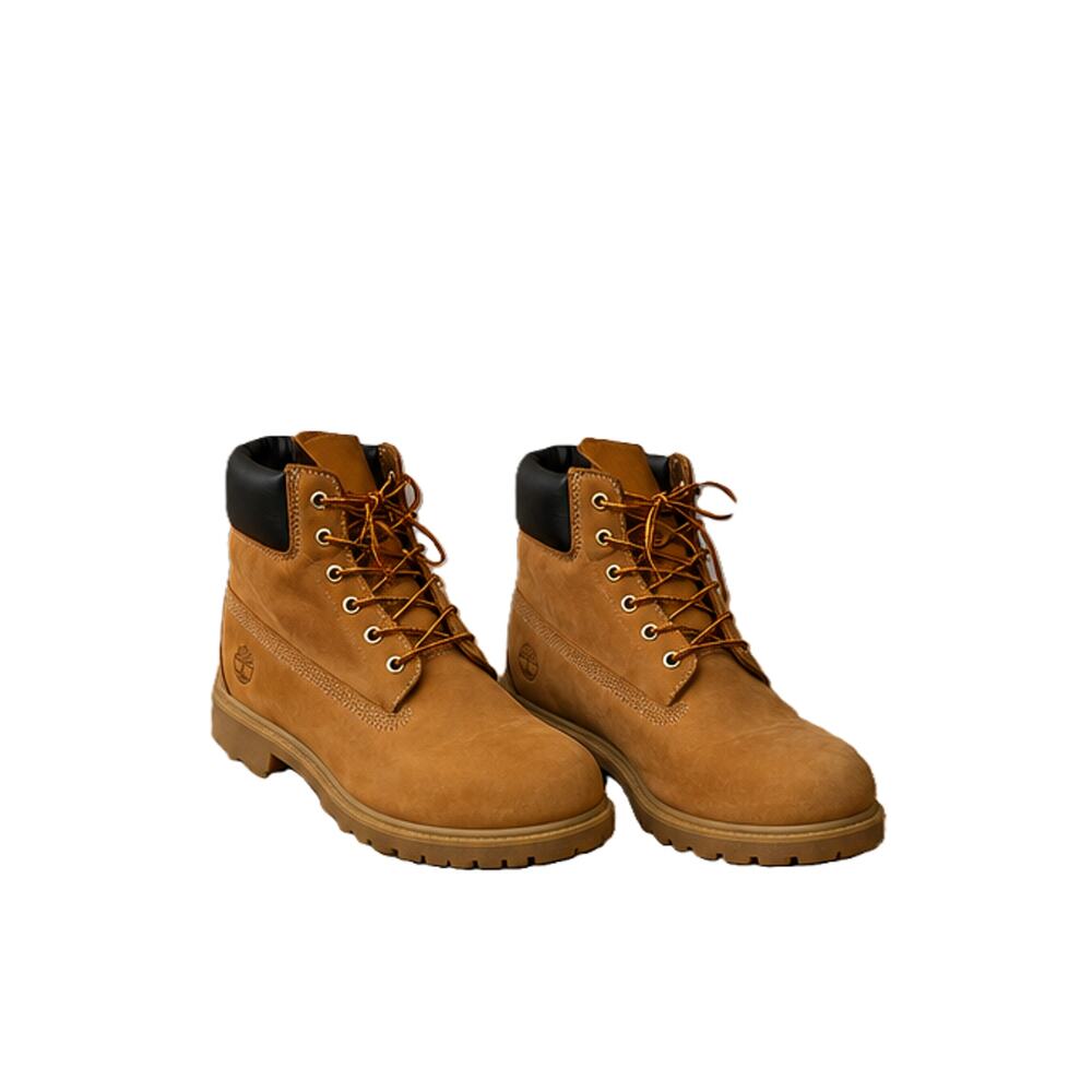 Timberland Boots Teen Boys Size 7 Wheat Tan Leather Lace Up 6 Inch Boots EUC